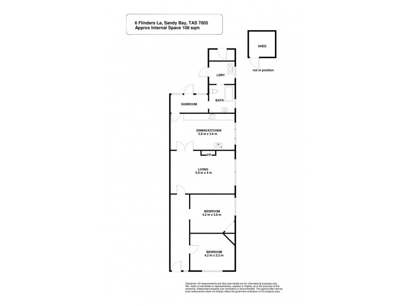 6 Flinders Lane, Sandy Bay TAS 7005 Floorplan