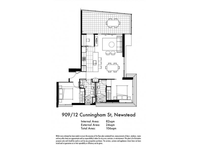 909/12 Cunningham Street, Newstead QLD 4006 Floorplan