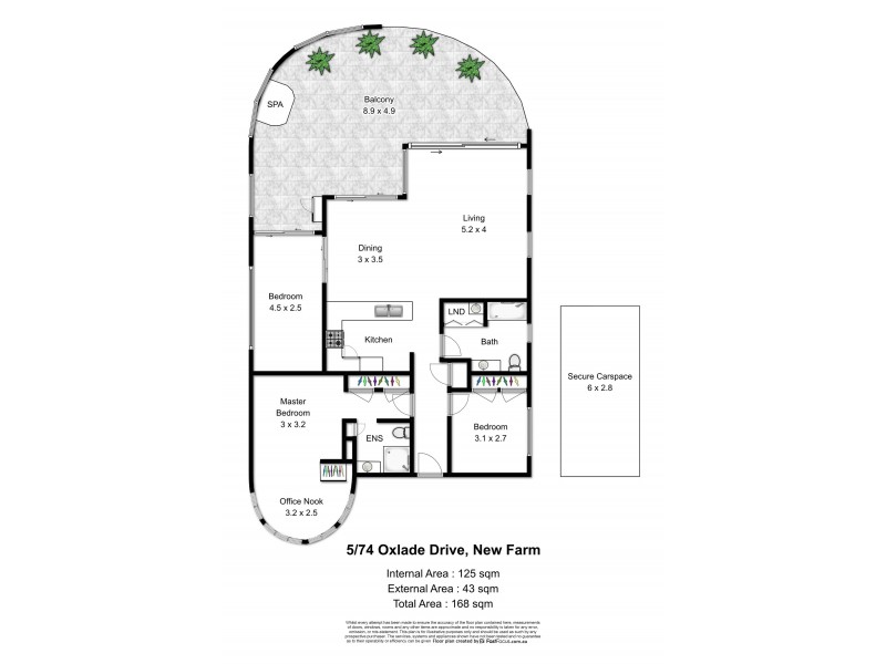 5/74 Oxlade Drive, New Farm QLD 4005 Floorplan
