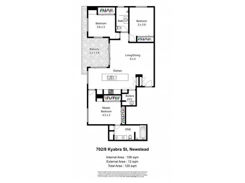 702/8 Kyabra Street, Newstead QLD 4006 Floorplan