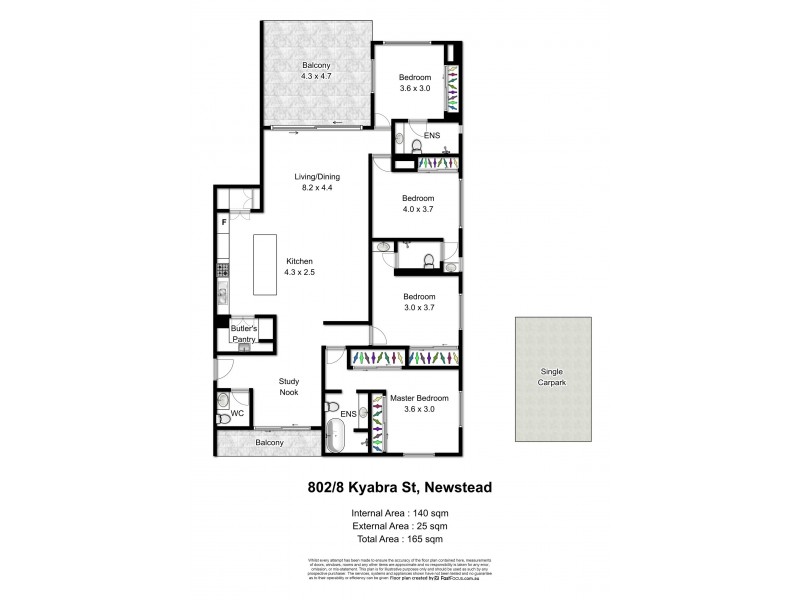 802/8 Kyabra Street, Newstead QLD 4006 Floorplan