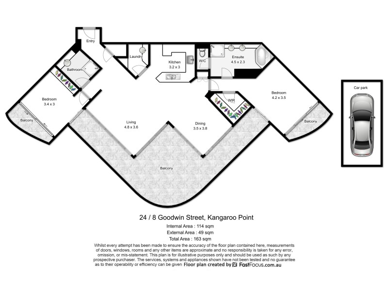 24/8 Goodwin Street, Kangaroo Point QLD 4169 Floorplan