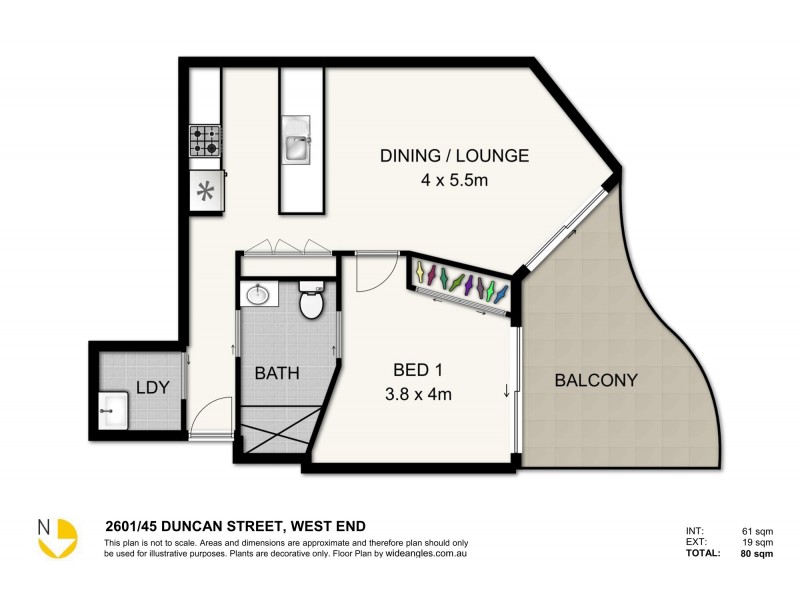 2601/45 Duncan Street, West End QLD 4101 Floorplan