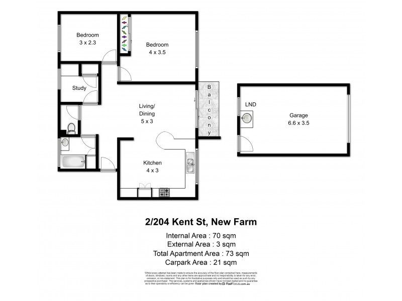 2/204 Kent Street, New Farm QLD 4005 Floorplan