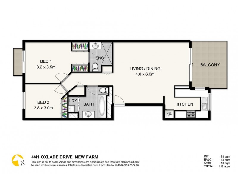 4/41 Oxlade Drive, New Farm QLD 4005 Floorplan