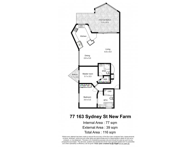 77/163 Sydney Street, New Farm QLD 4005 Floorplan