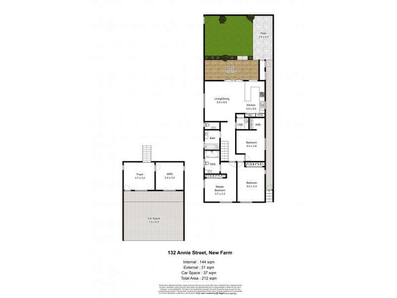 132 Annie Street, New Farm QLD 4005 Floorplan