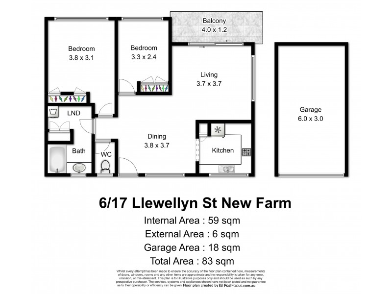 6/17 Llewellyn Street, New Farm QLD 4005 Floorplan