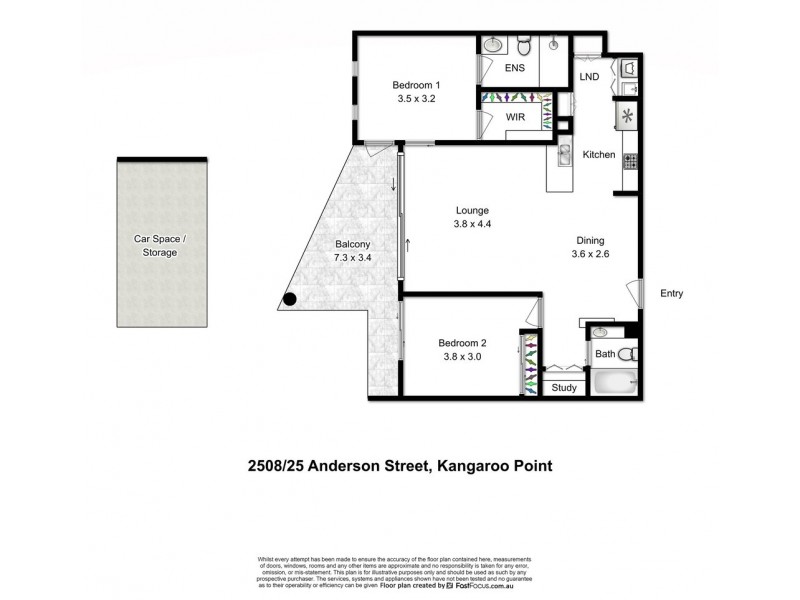 2508/25 Anderson Street, Kangaroo Point QLD 4169 Floorplan