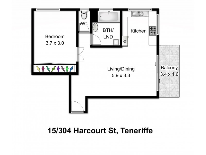 15/304 Harcourt Street, Teneriffe QLD 4005 Floorplan