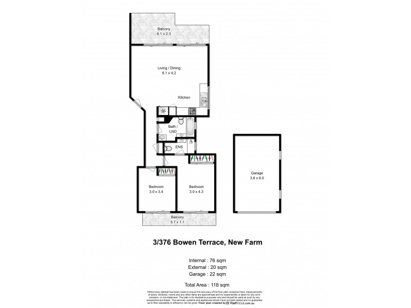 3/376 Bowen Terrace, New Farm QLD 4005 Floorplan