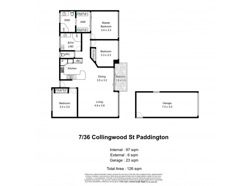 7/36 Collingwood Street, Paddington QLD 4064 Floorplan