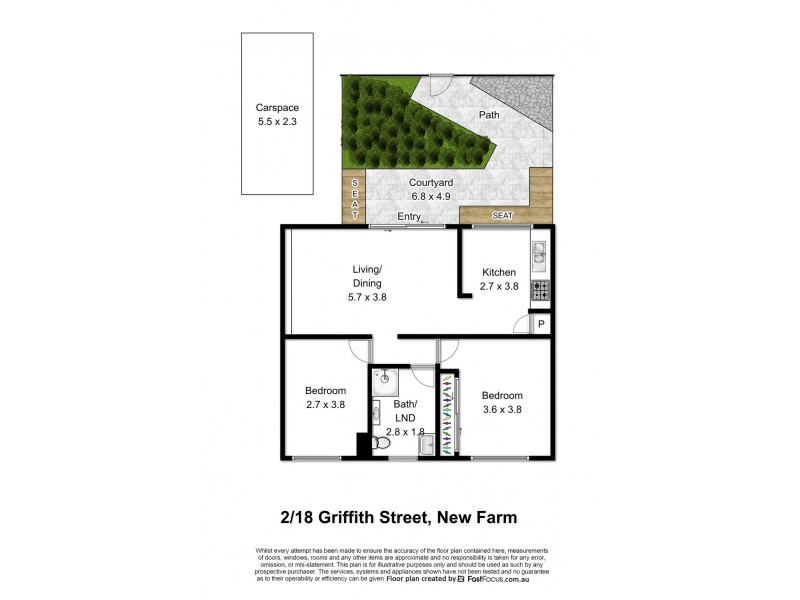2/18 Griffith Street, New Farm QLD 4005 Floorplan