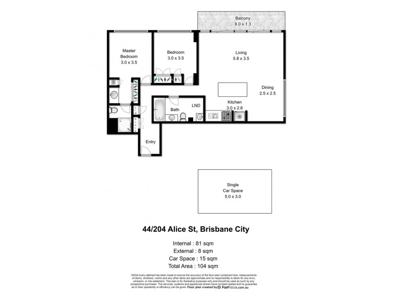 44/204 Alice Street, Brisbane City QLD 4000 Floorplan