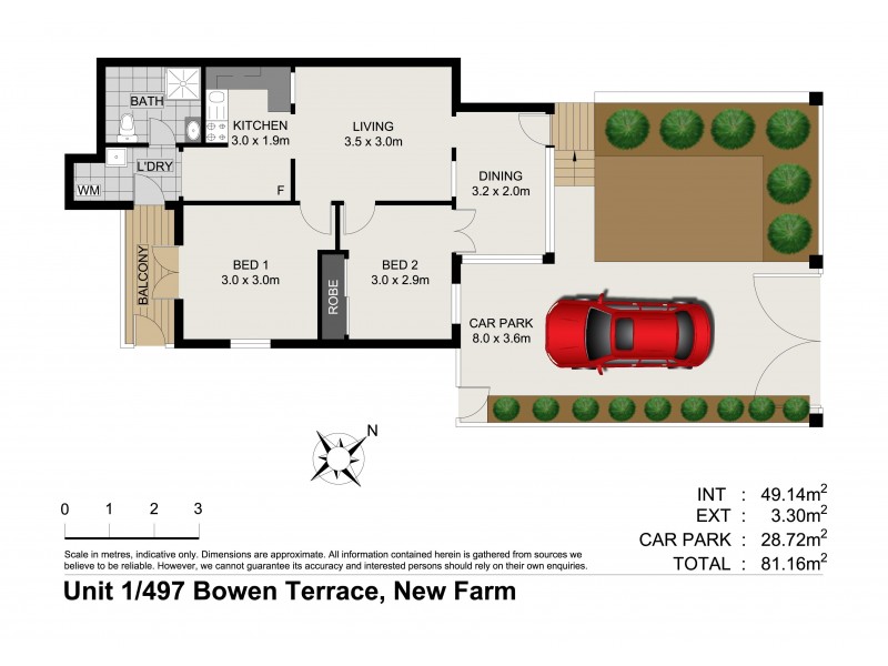 1/497 Bowen Terrace, New Farm QLD 4005 Floorplan