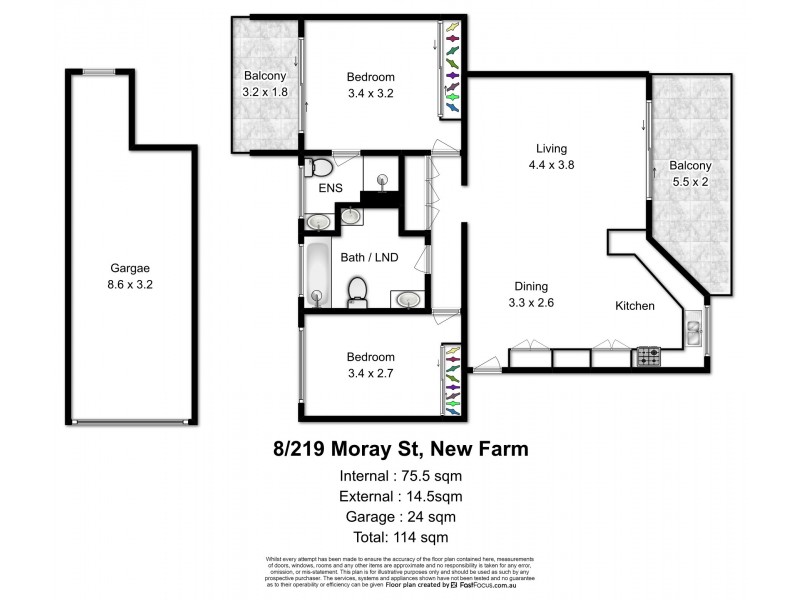 8/219 Moray Street, New Farm QLD 4005 Floorplan