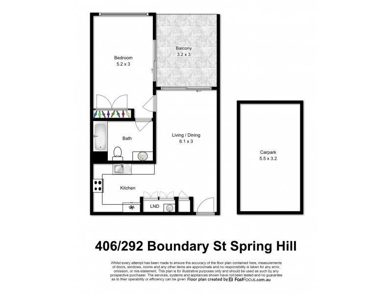 406/292 Boundary Street, Spring Hill QLD 4000 Floorplan