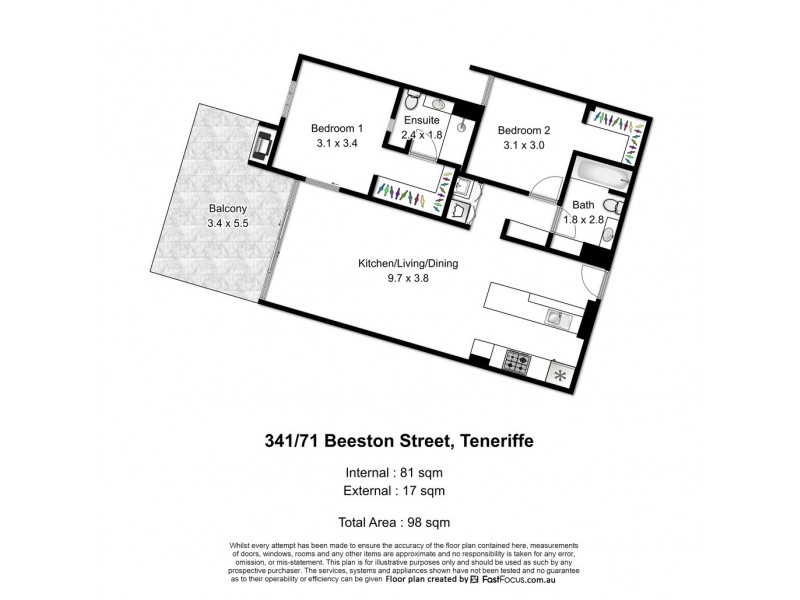 341/71 Beeston Street, Teneriffe QLD 4005 Floorplan