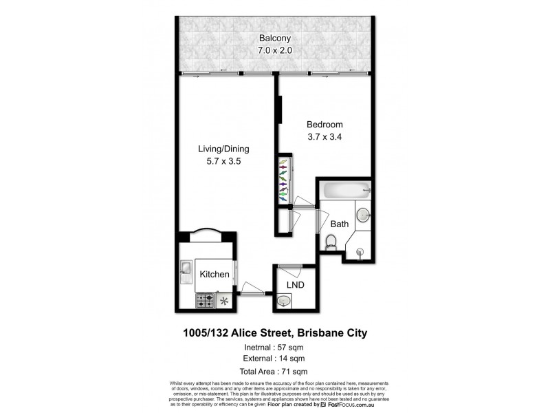 1005/132 Alice Street, Brisbane City QLD 4000 Floorplan