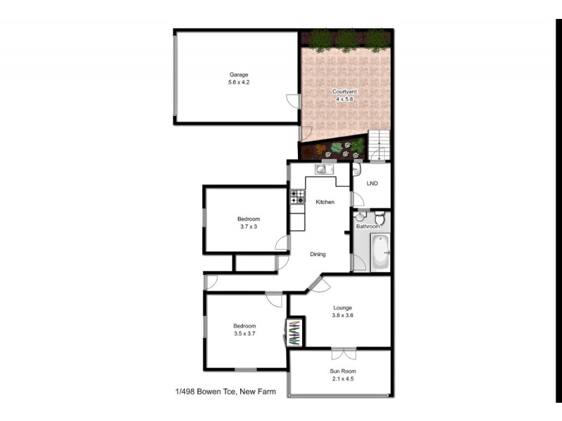 1/498 Bowen Terrace, New Farm QLD 4005 Floorplan