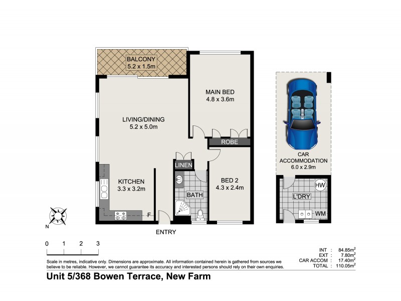 5/368 Bowen Terrace, New Farm QLD 4005 Floorplan