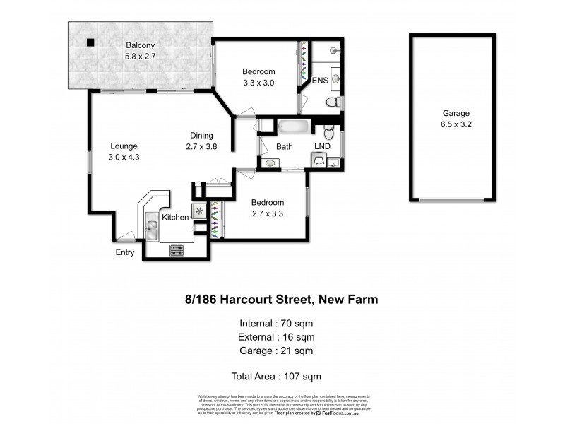 8/186 Harcourt Street, New Farm QLD 4005 Floorplan