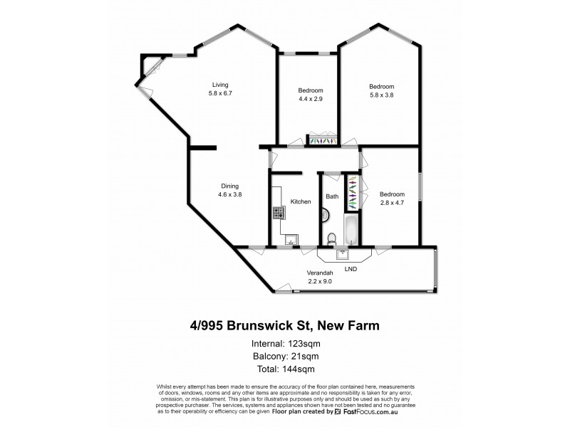 4/995 Brunswick Street, New Farm QLD 4005 Floorplan