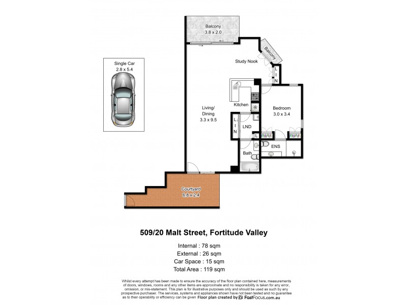 509/20 Malt Street, Fortitude Valley QLD 4006 Floorplan