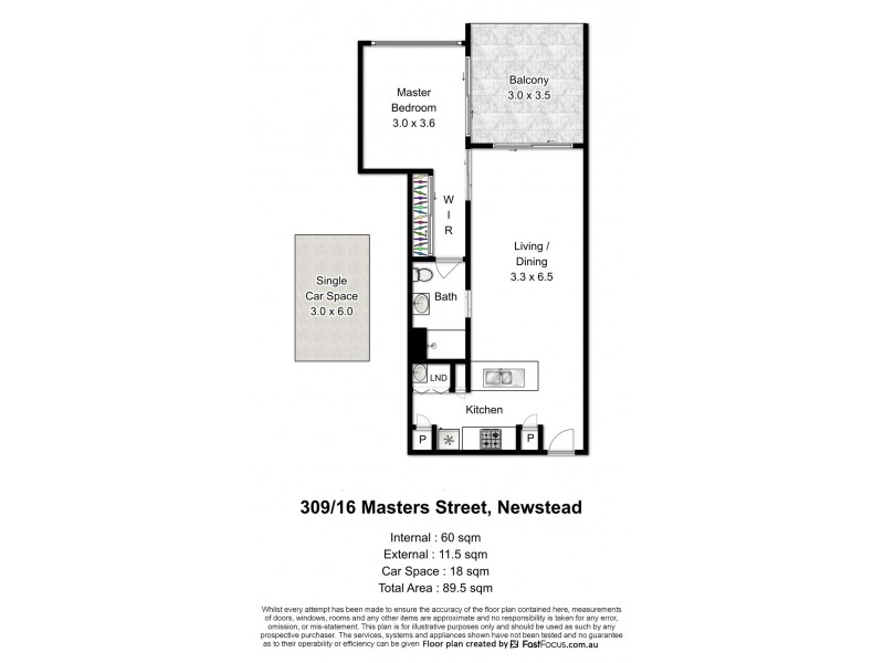 309/16 Masters Street, Newstead QLD 4006 Floorplan