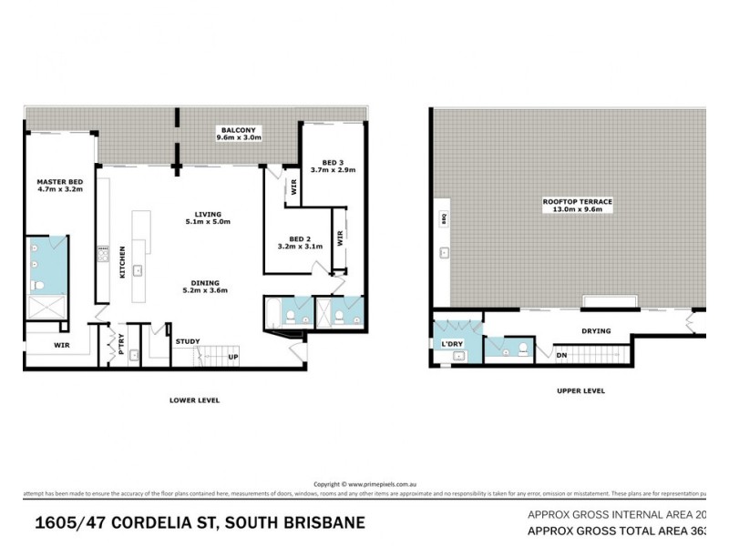 1605/47 Cordelia Street, South Brisbane QLD 4101 Floorplan