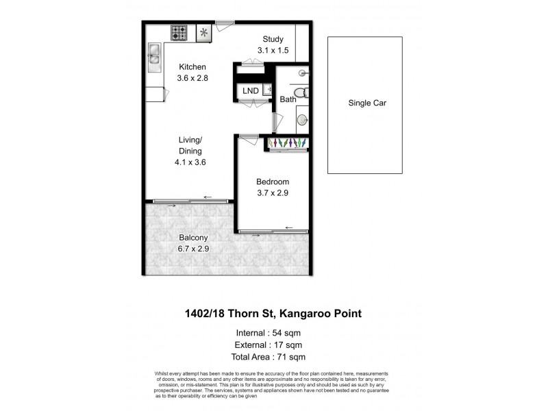 1402/18 Thorn Street, Kangaroo Point QLD 4169 Floorplan