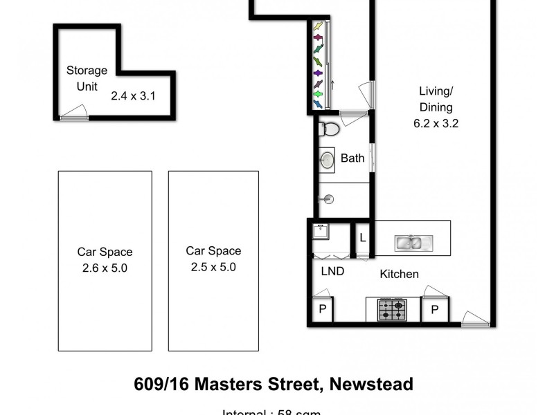 609/16 Masters Street, Newstead QLD 4006 Floorplan