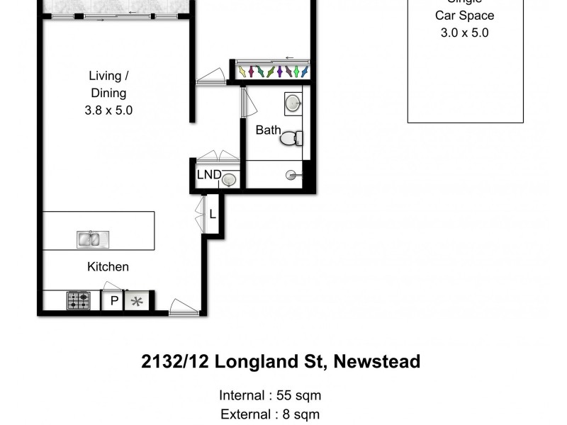 2132/48 Skyring Terrace, Newstead QLD 4006 Floorplan