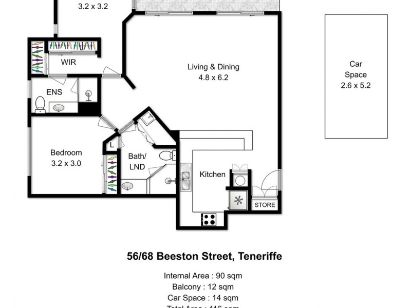 56/68 Beeston Street, Teneriffe QLD 4005 Floorplan