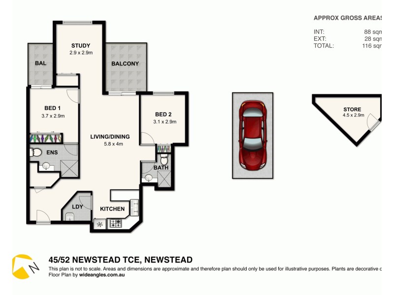 45/52 Newstead Terrace, Newstead QLD 4006 Floorplan