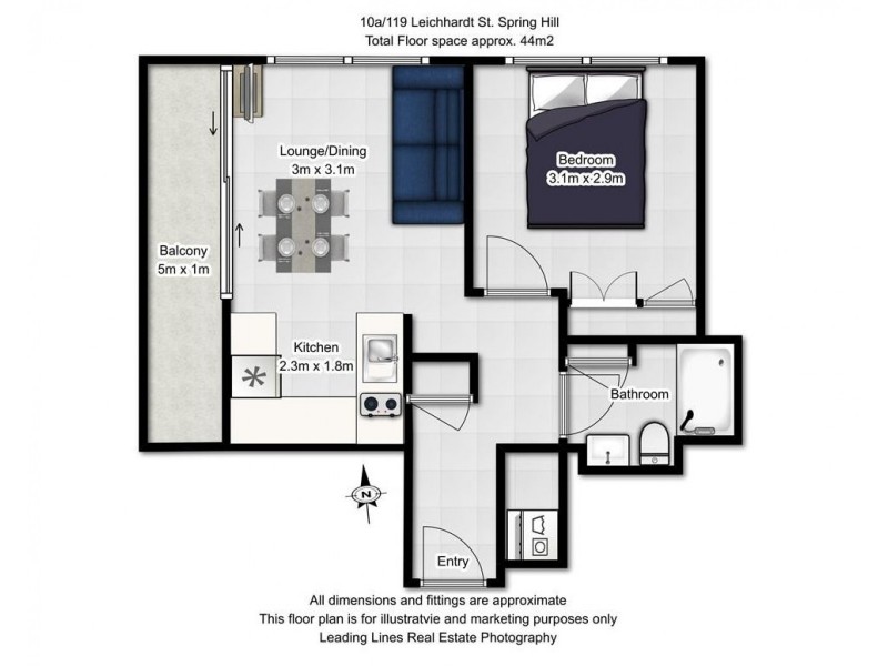45/119 Leichhardt Street, Spring Hill QLD 4000 Floorplan
