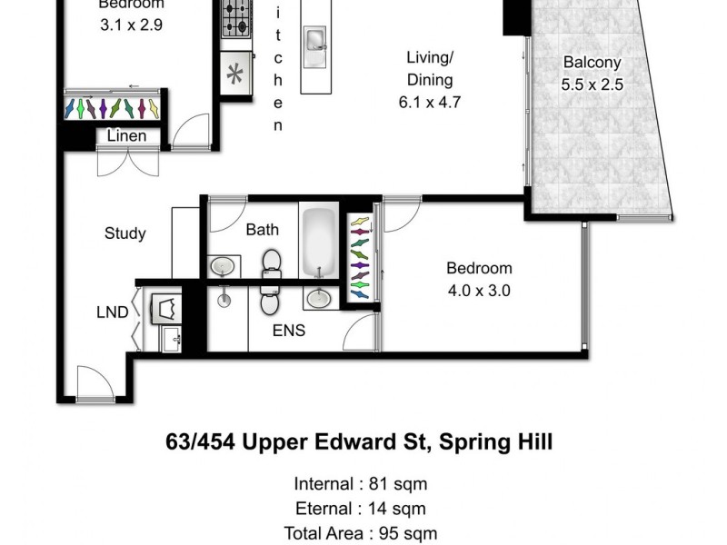 63/454 Upper Edward Street, Spring Hill QLD 4000 Floorplan