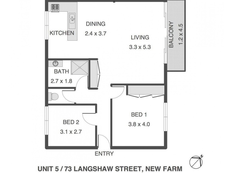 5/73 Langshaw Street, New Farm QLD 4005 Floorplan