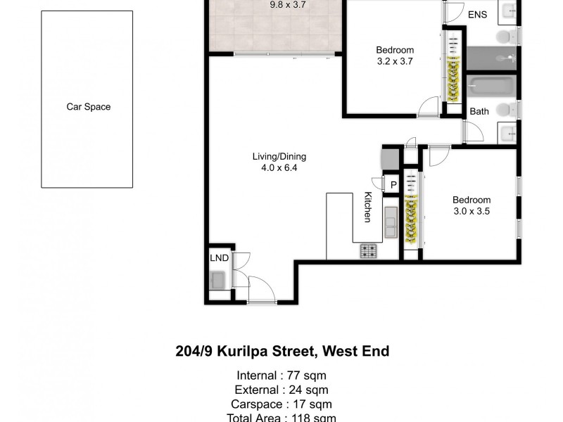 204/9 Kurilpa Street, West End QLD 4101 Floorplan