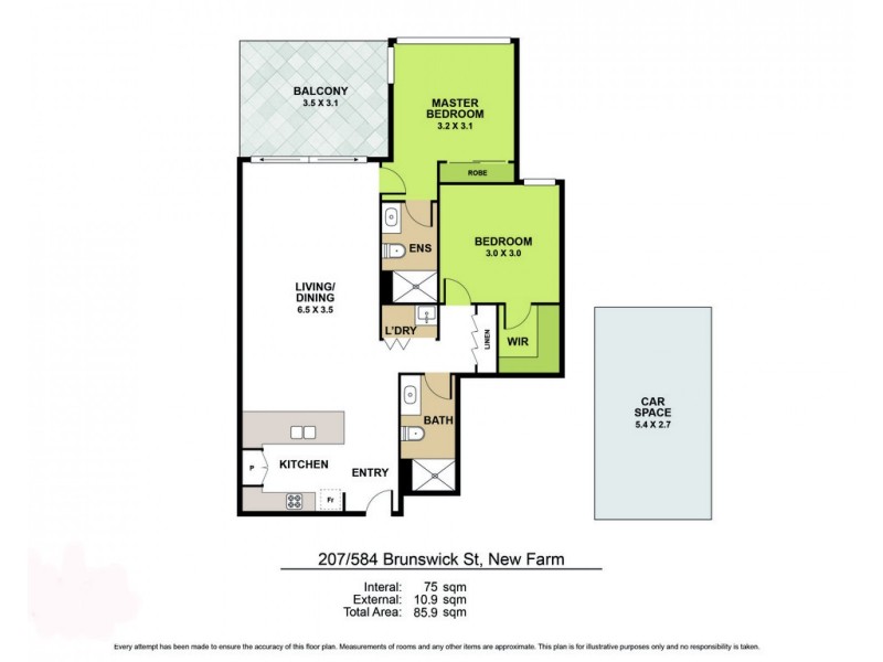 207/584 Brunswick Street, New Farm QLD 4005 Floorplan