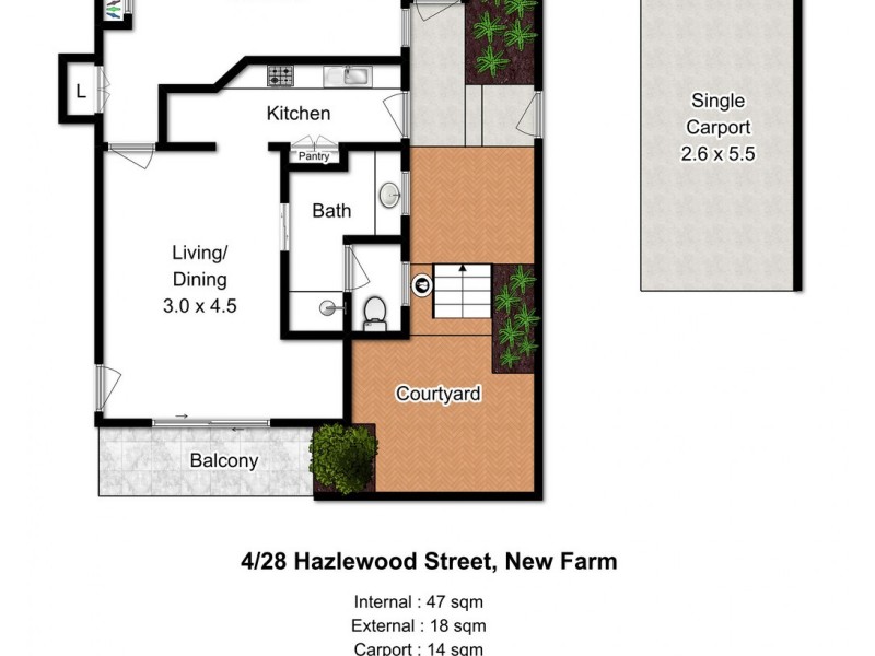 4/28 Hazlewood Street, New Farm QLD 4005 Floorplan