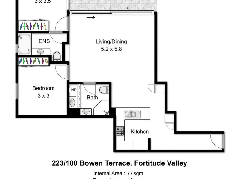 223/100 Bowen Terrace, Fortitude Valley QLD 4006 Floorplan