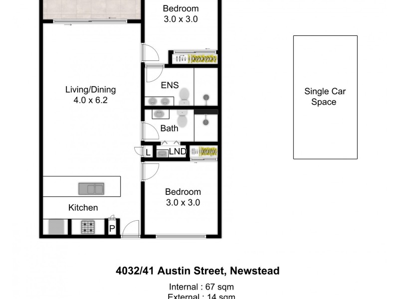 4032/41 Austin St, Newstead QLD 4006 Floorplan