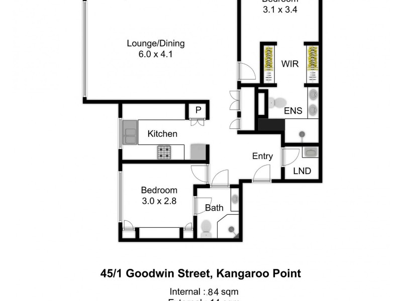 45/1 Goodwin Street, Kangaroo Point QLD 4169 Floorplan