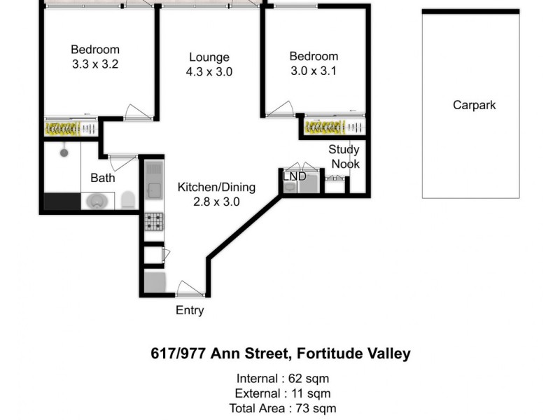 617/977 Ann Street, Fortitude Valley QLD 4006 Floorplan