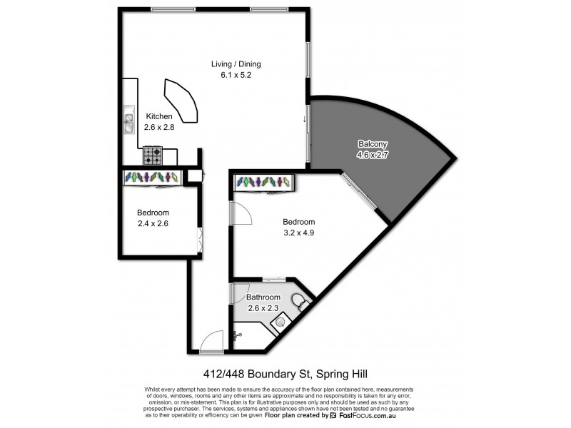 412/448 Boundary St, Spring Hill QLD 4000 Floorplan