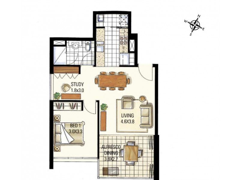 1109/128 Charlotte Street, Brisbane City QLD 4000 Floorplan