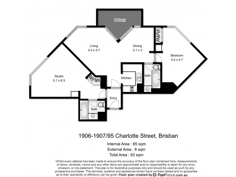 1906-1907/95 Charlotte Street, Brisbane City QLD 4000 Floorplan