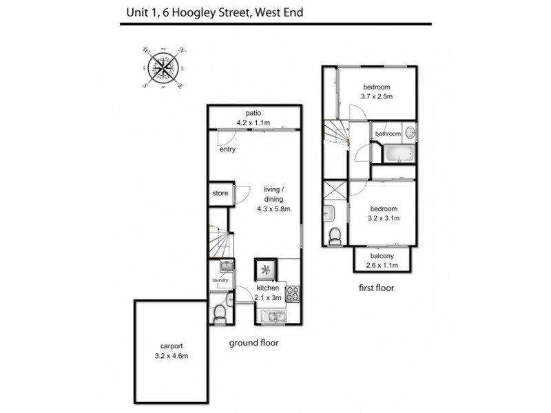 1/6 Hoogley Street, West End QLD 4101 Floorplan