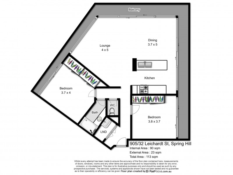 905/32 Leichhardt St, Spring Hill QLD 4000 Floorplan